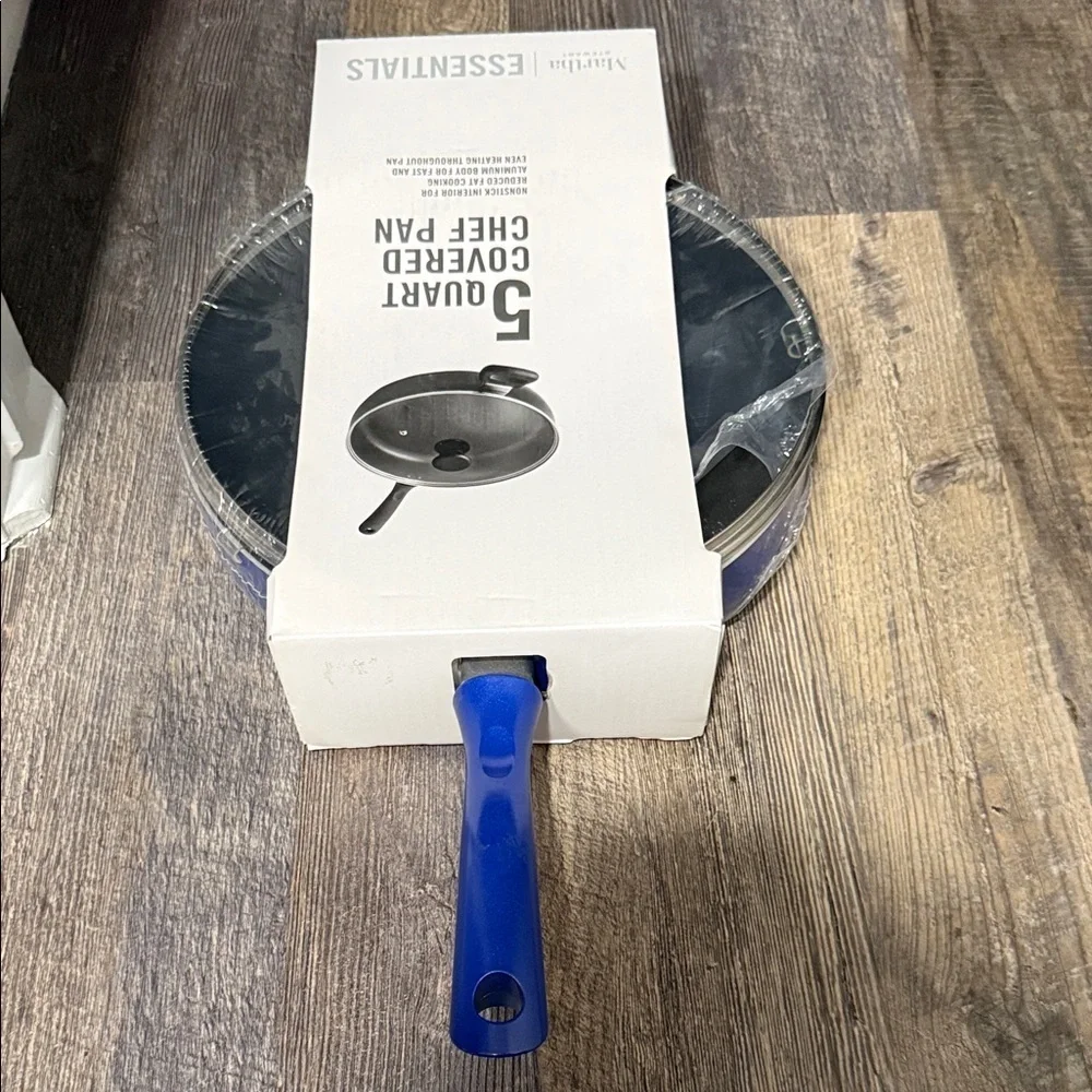 Martha Stewart Essentials Chef Pan with Blue Handle